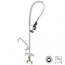Aquaterior Commercial Kitchen Restaurant Pre-Rinse Faucet Swivel w/ 12" Add-On Faucet Double Handle CUPC NSF ANSI - B01M8N7UIB